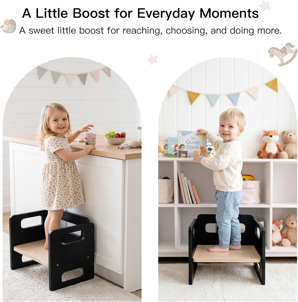 Weaning Table and Chair Set, Adjustable Toddler Table, Black