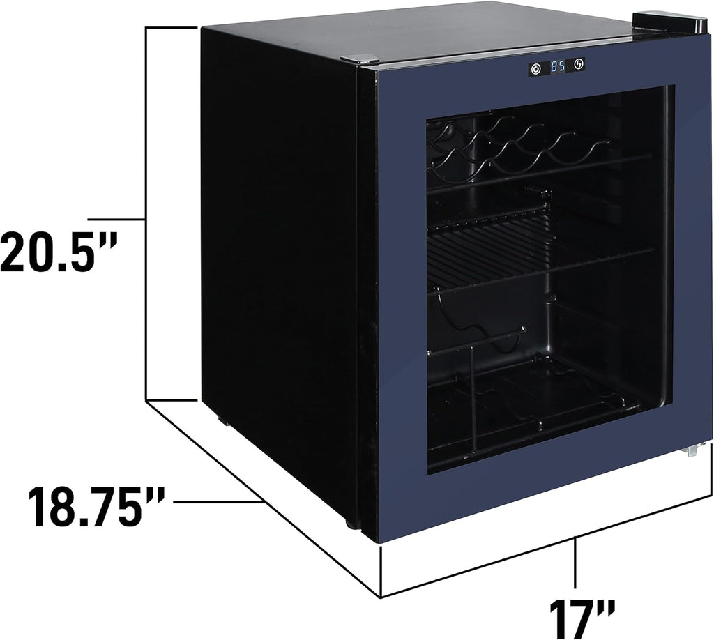 Beverage Cooler Refrigerator 15 Wine Bottle/60 Can Capacity, Glass Door, 17-Inch