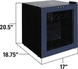 Beverage Cooler Refrigerator 15 Wine Bottle/60 Can Capacity, Glass Door, 17-Inch