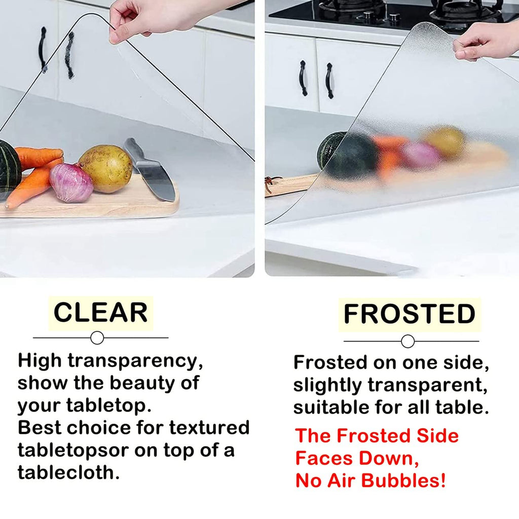 Frosted Table Cover Protector 17 x 52 Inch, 1.5mm Vinyl Desk Cover