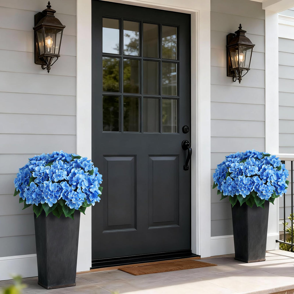 2 Sets Artificial Flower Topiary Ball Trees for Porch (Blue)