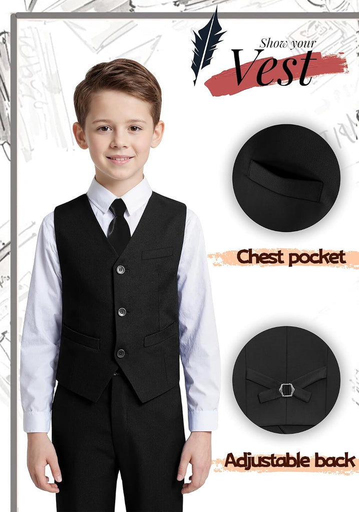 Boys Formal Suits Slim Fit Vest Pant Set for Kids Wedding Tuxedo
