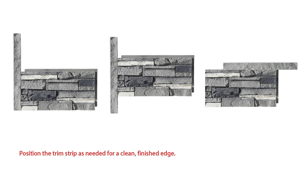 2-Pack Faux Stone Universal Ledger Trim, 34 in, Fog Stone