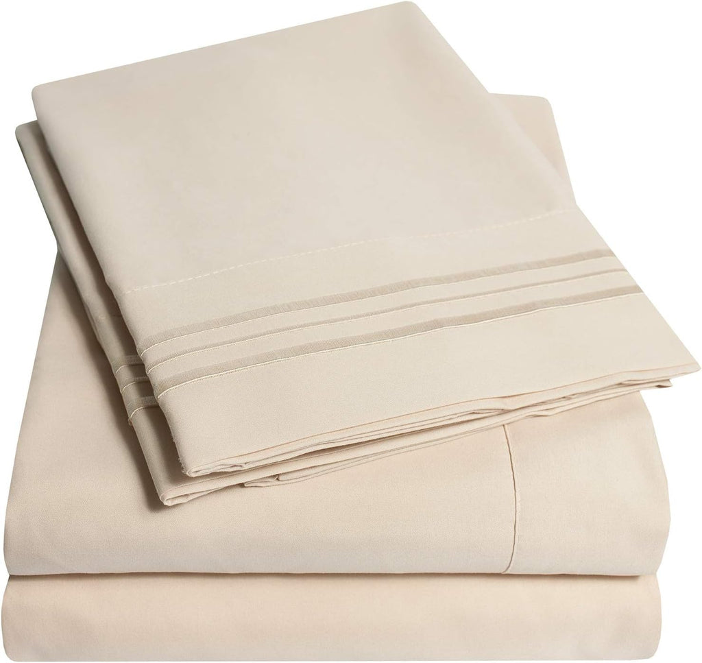 1500 Supreme Collection Queen Sheet Sets Beige Cream - Luxury Hotel Bed Sheets and Pillowcase Set for Queen Mattress