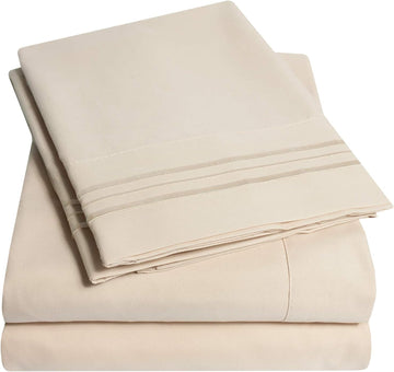 1500 Supreme Collection Queen Sheet Sets Beige Cream - Luxury Hotel Bed Sheets and Pillowcase Set for Queen Mattress