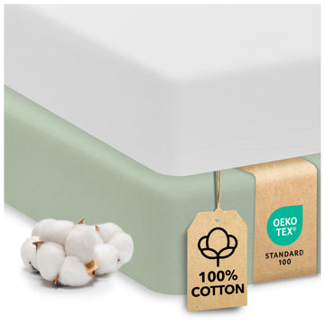 Cotton Crib Sheets 2 Pack - Mini Fitted Sheets for Baby Boys and Girls, Soft Jersey Knit for Crib or Toddler Bed