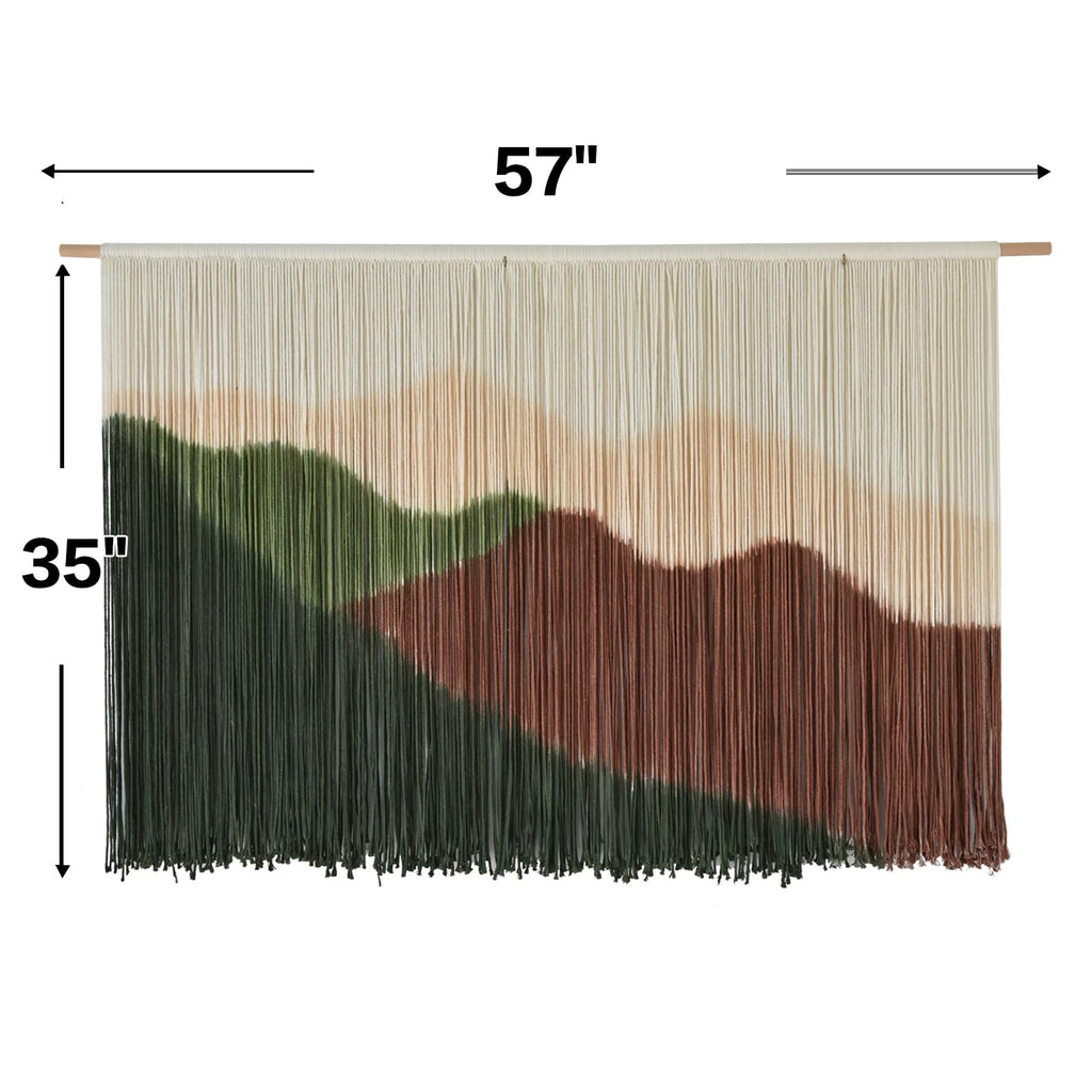 Macrame Wall Hanging Mountain Landscape Boho Wall Art Large Decor 57"W*35"L