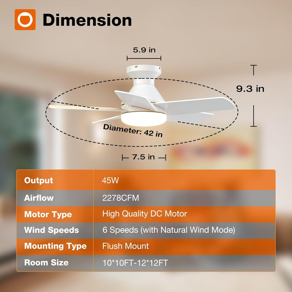 Ceiling Fans with Lights, 32inch Low Profile Ceiling Fan with Light and Remote Control, Flush Mount, Reversible, 3CCT, Dimmable, Quiet, White Small Ceiling Fan for Bedroom Indoor/Outdoor Use A103-B0CLNL7D1P