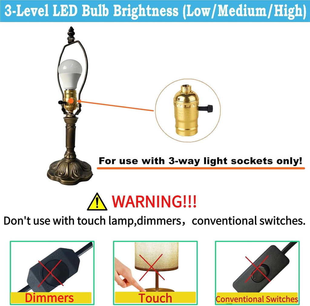 6 Pack 3-Way LED Light Bulb Three Way 50W-100W-150W Equivalent, E26 Base
