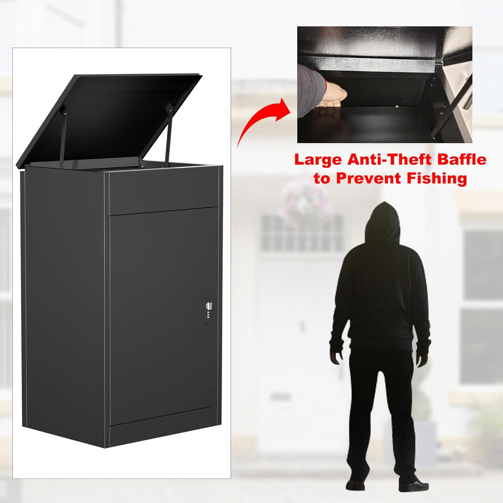 Package Delivery Boxes Parcel 19.7”x16.1x”33.5”, Anti-Theft Parcel Mailbox with Coded Lock