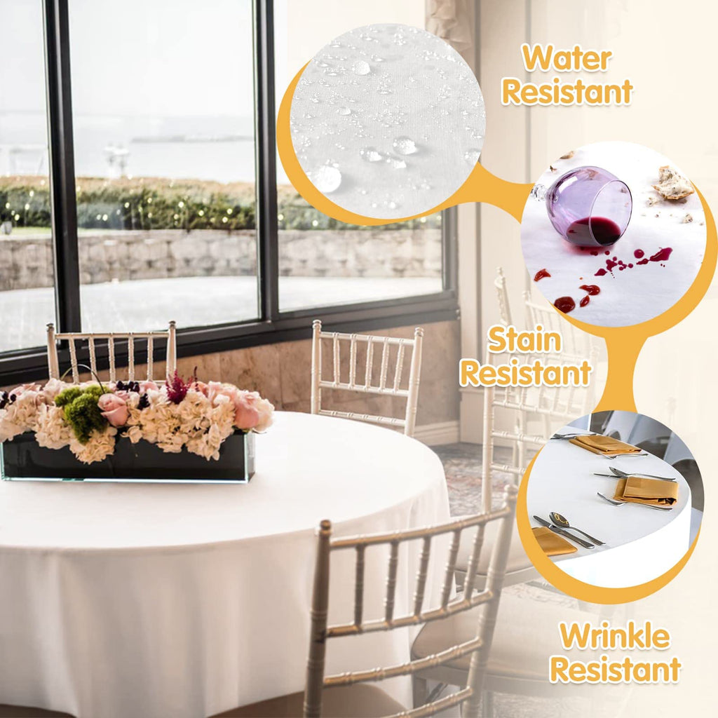 6 Pack White Round Tablecloths 108 Inch for 48" Tables
