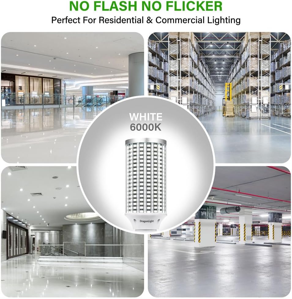 60W LED Corn Light Bulbs 6000K Daylight 7200Lumens, 2 Pack