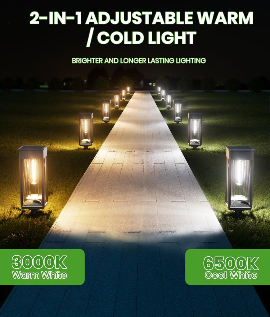 Solar Landscape Lights, 4 Pack, 2 Color Modes, IP65