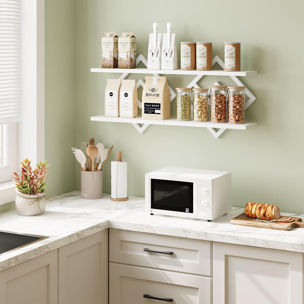 Floating Shelves for Wall, Set of 2 Hanging Shelves, White