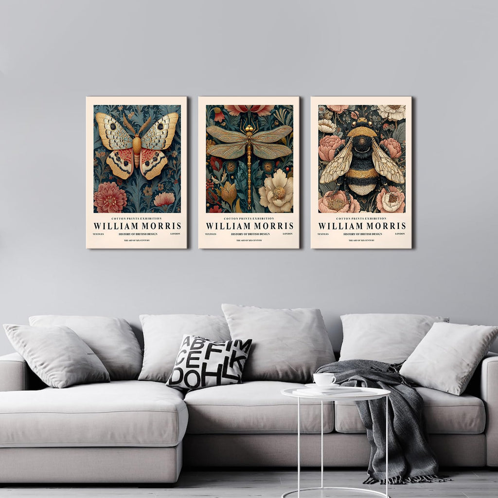 William Morris Wall Art Nature Botanical Poster for Mid Century Bee Victorian Canvas Wall Prints Academia Flowers