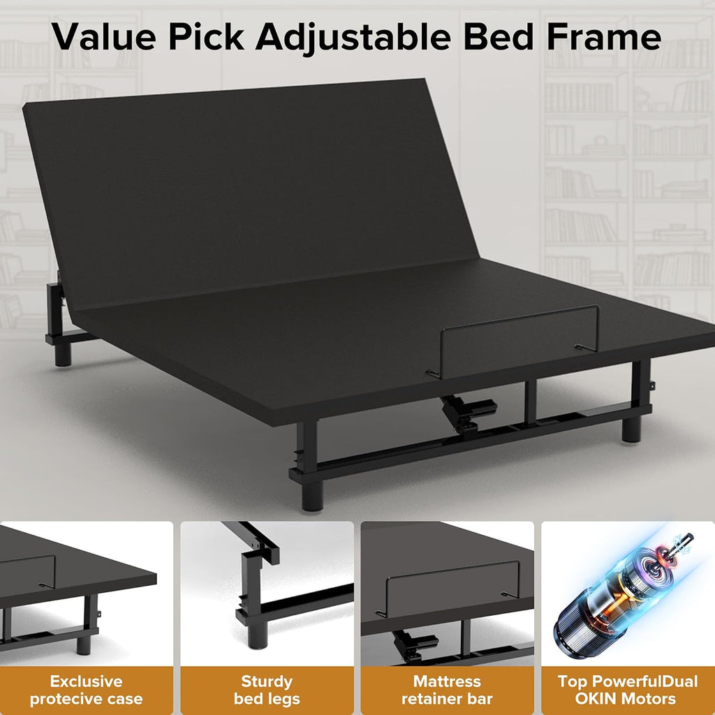 Adjustable Bed Frame, King Size Adjustable Bed Frame, Wireless Remote