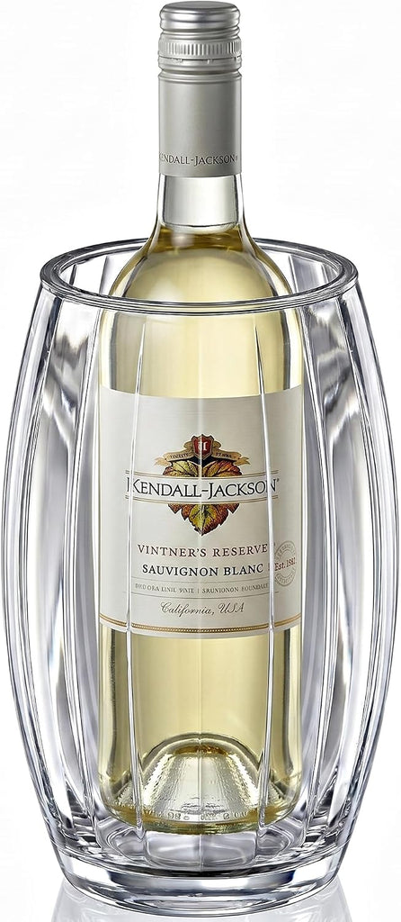 VinoLux - Acrylic Double-Wall Wine Chiller Bucket, Clear Plastic Insulated Champagne Cooler, Sweat-Free and Iceless