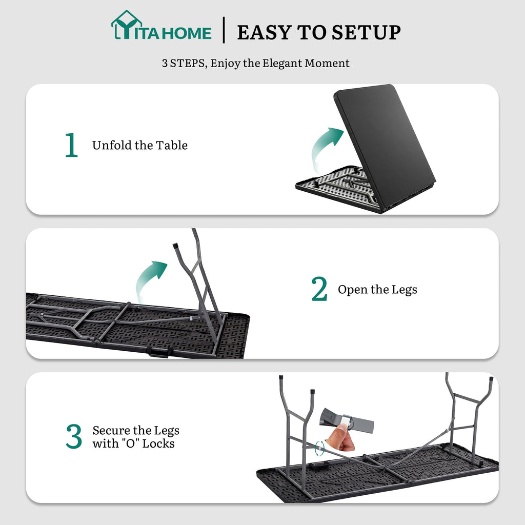 6ft Folding Tables Heavy Duty Folding Table with Carrying Handle
