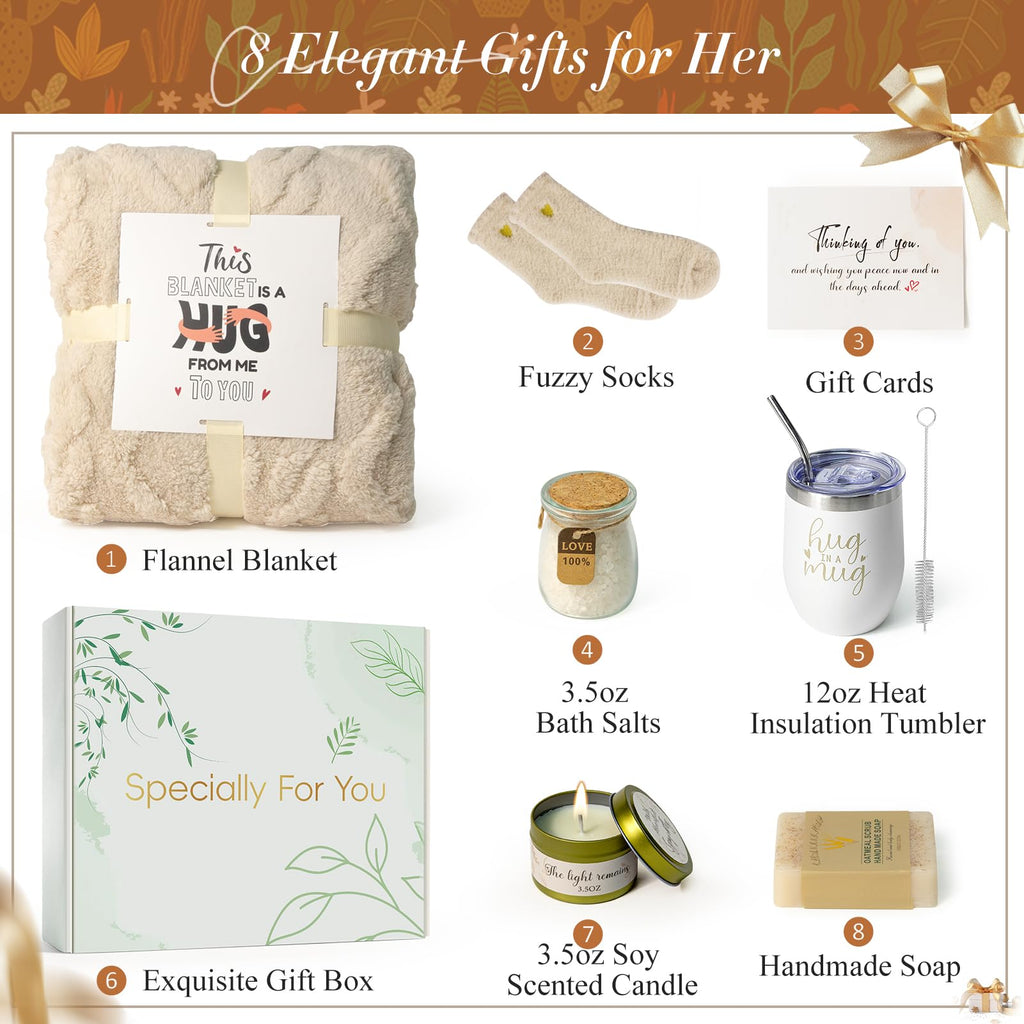 Sympathy Gift Baskets for Loss of Loved One, Bereavement Care Package for Women, Condolence Gift for Mom, Dad