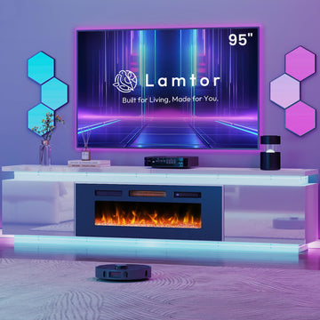 With 40" Electric Fireplace for 90-100 Inch TVs