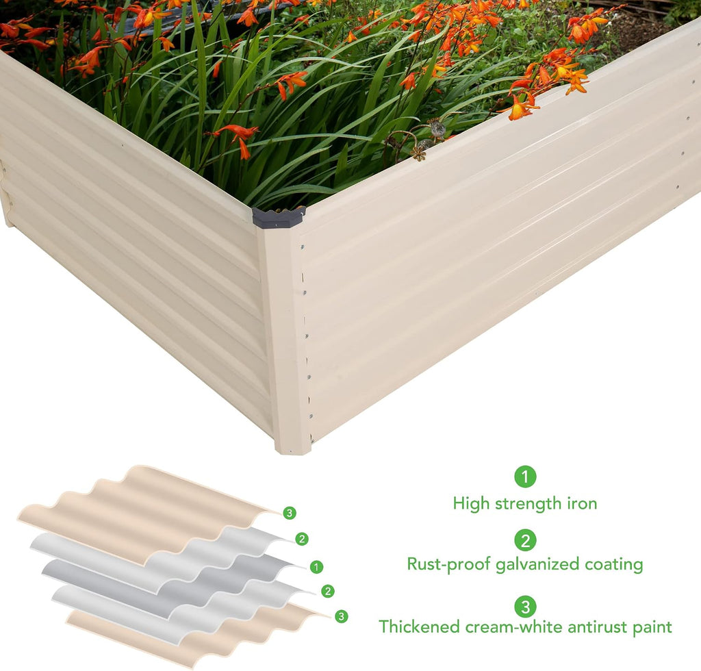 Galvanized Raised Garden Bed Kit, 8x4x2ft Planter Raised Garden Boxes Outdoor with Anti-Rust Paint, Rectangle Metal
