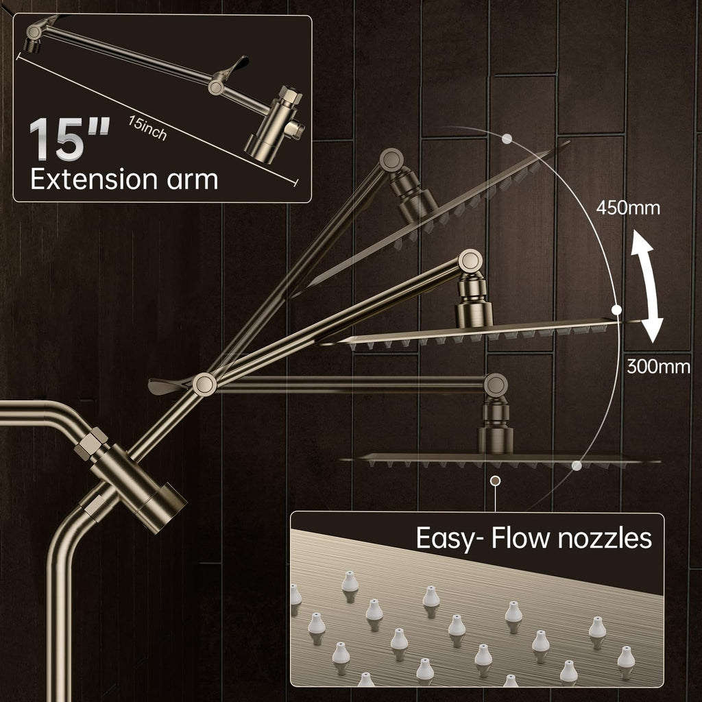 All Metal 10" Luxurious Brushed Nickel Rain Shower Head with Handheld