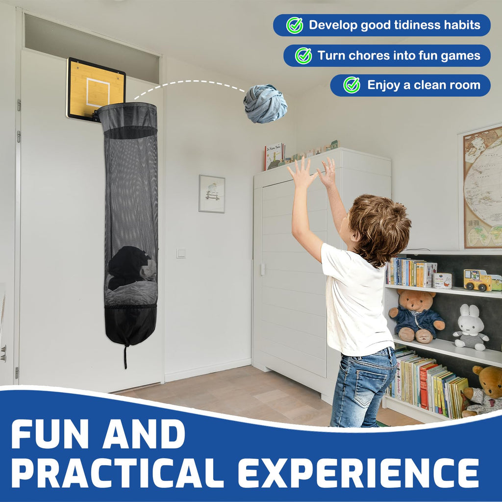 Wooden Basketball Laundry Hamper with Drawstring