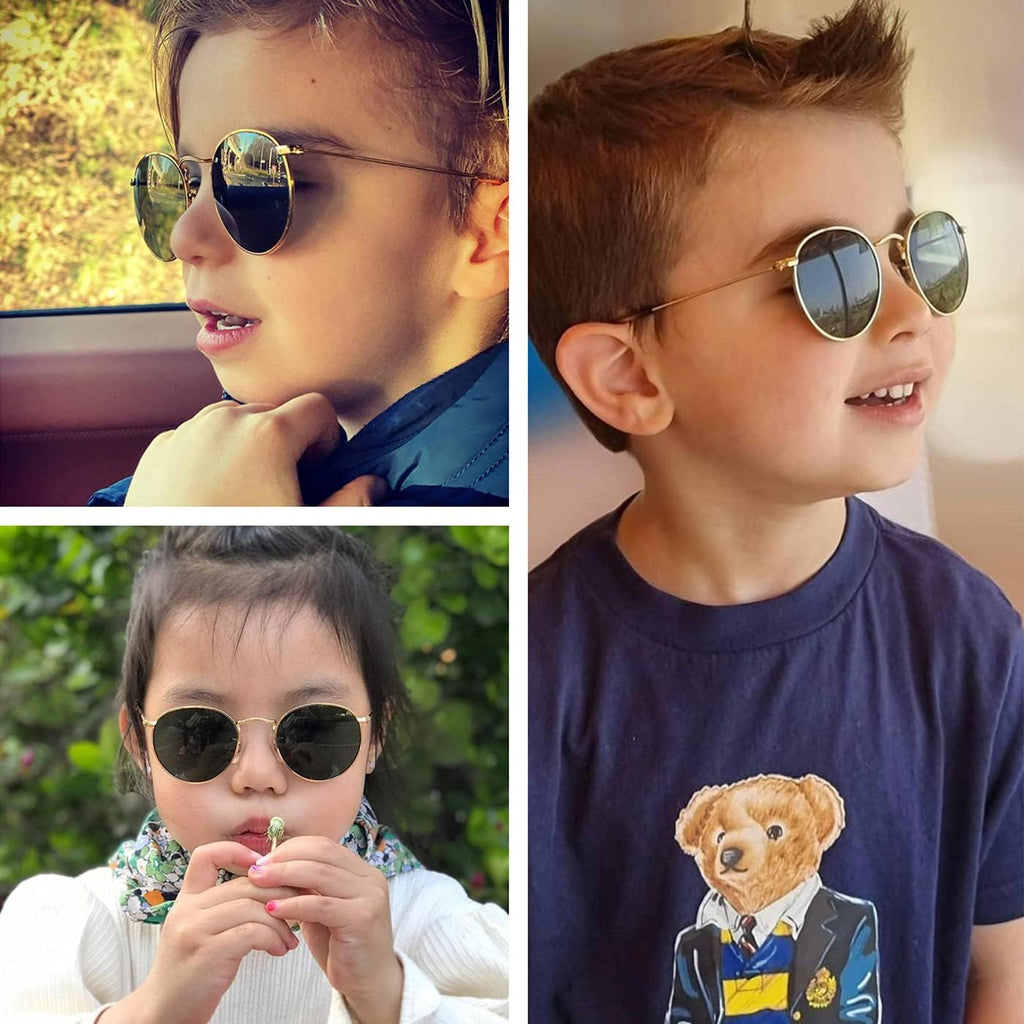 Kids Polarized Sunglasses Classic Metal Frame for Baby Boys Girls