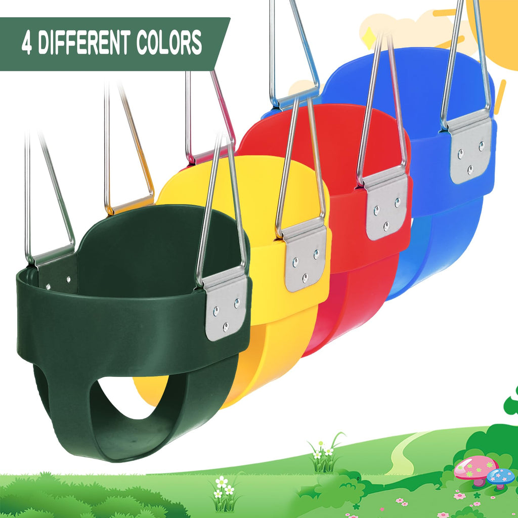 Toddler Swing Seat with Coated Chains, Heavy Duty Kids High Back Bucket Swings with Tree Straps and Hooks for