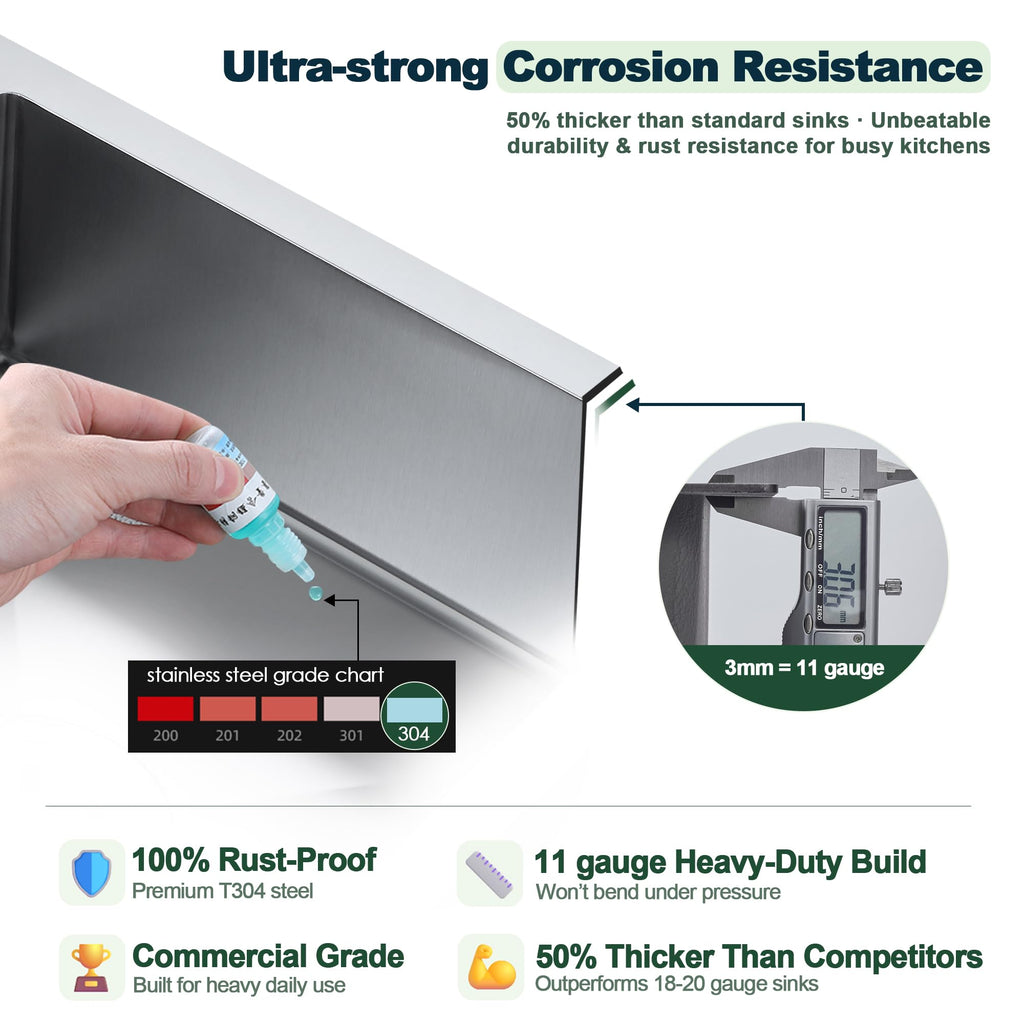 18 x 18 inch Bar Sink, Drop-in Tight Radius Brushed Stainless Steel Topmount Kitchen Sink Single Bowl