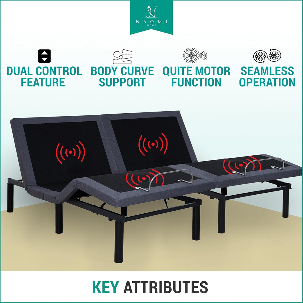 Idealbase Split King Adjustable Bed Base with Massage