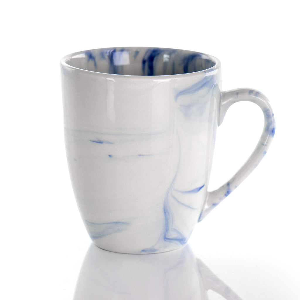 Fine Marble 16 Piece Stoneware Dinnerware Set in Blue and White