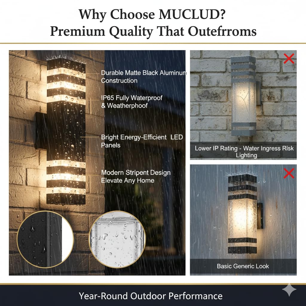 15inch LED Square Up & Down wall Lights, 14W Outdoor Wall Light 4000K Day White Aluminum Body Waterproof IP65 LED