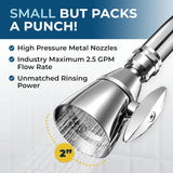 Solid Metal 2 Inch High Pressure Shower Heads - CHROME - 2.5 GPM Shower Heads High Pressure