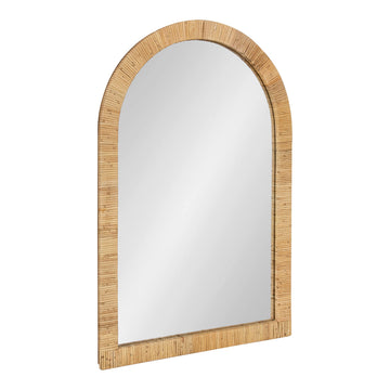 Rahfy Boho Arch Rattan Mirror; 20x30; Natural Wood; Decorative Wooden Mirror with Authentic Rattan Frame for Bohemian