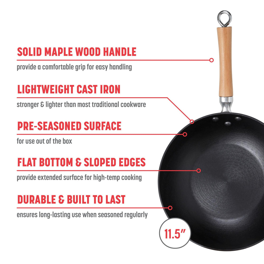 23-0003, Lightweight Cast Iron Stir Fry, 11.5-Inch