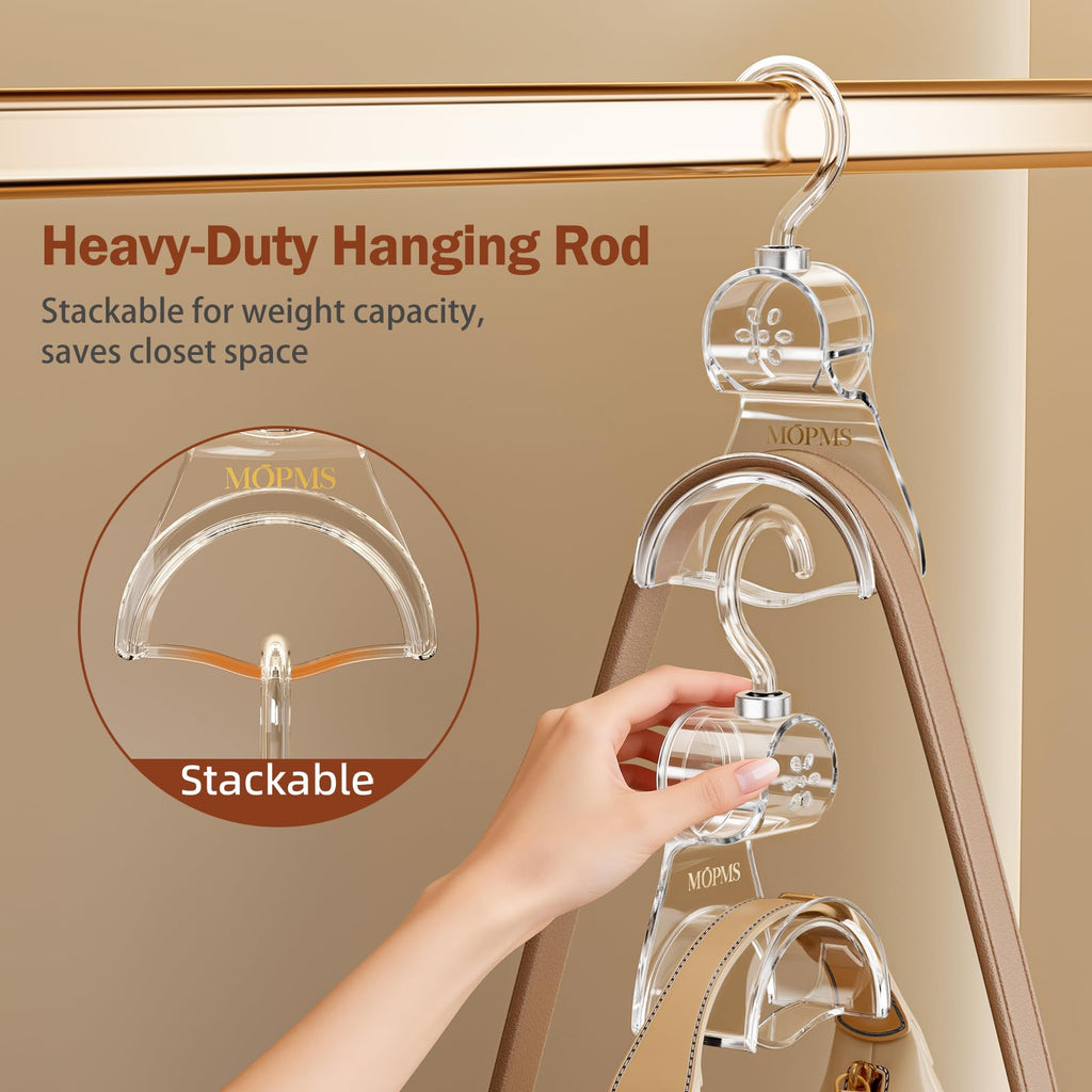 3 Pieces Clear Purse Hanger Closet, Durable Luxury Bag Hangers Hooks