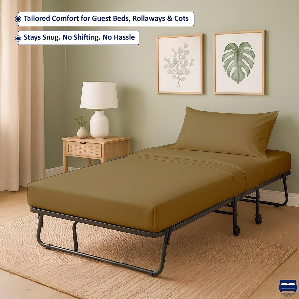 4 Pc Cot Sheets 28"x75" Set, 100% Egyptian Cotton, Perfect for Rollaway Beds, Narrow Twin, Camping, Cot Size, Rv