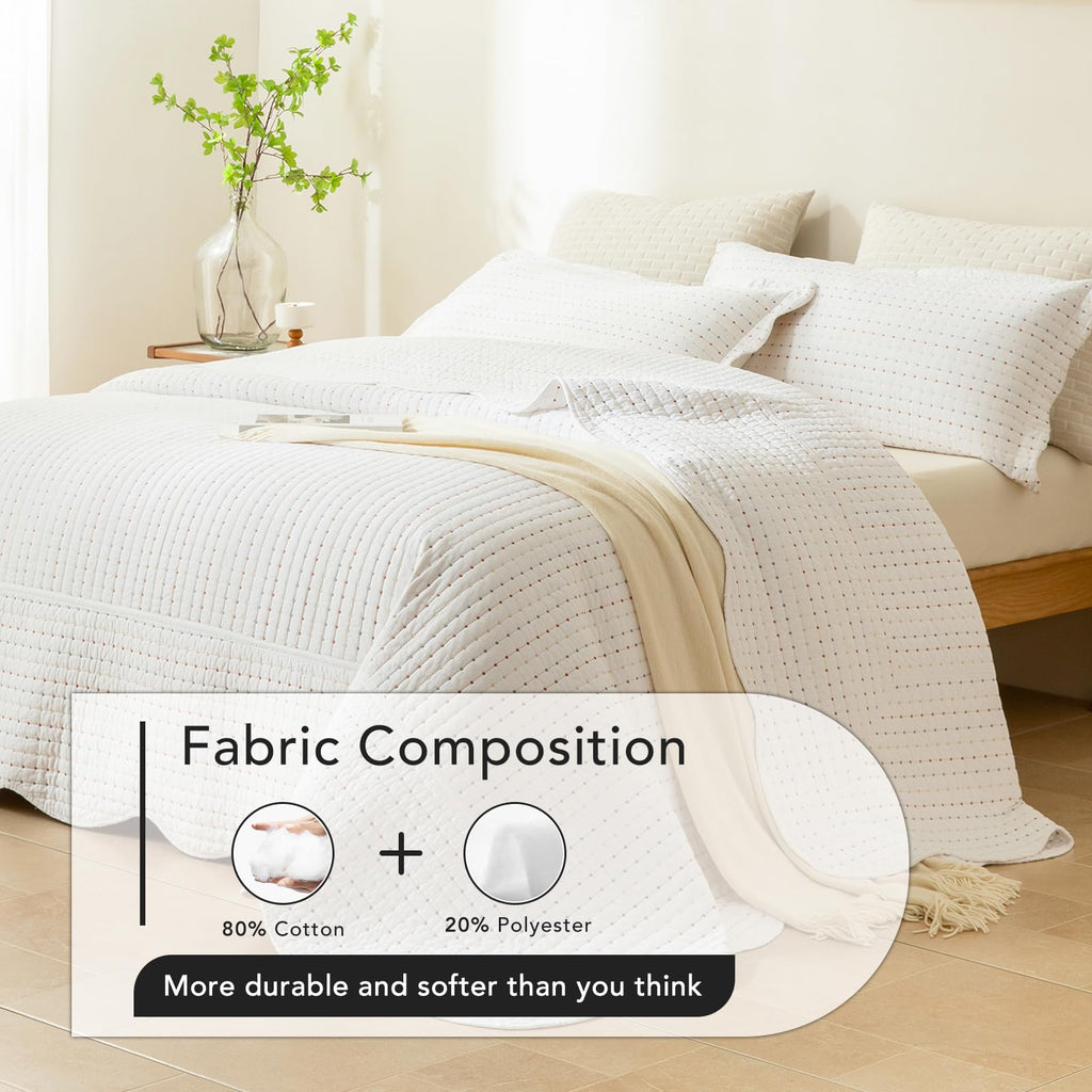 Quilt 120x120, Multi-Color Dot Print Quilted Bedspread & Coverlet Set, Lightweight & Soft Farmhouse