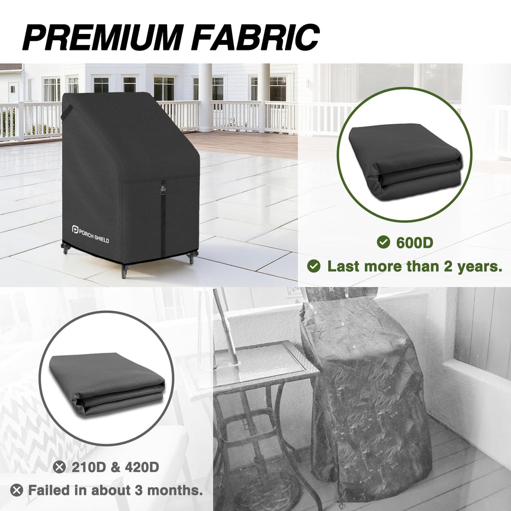 Patio Stackable Chair Cover 27W x 36D x 46H inch, Black
