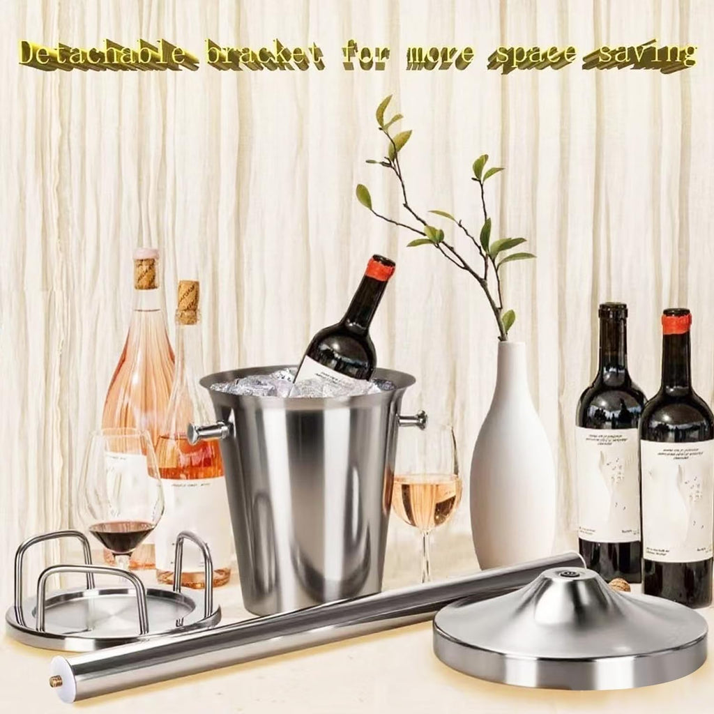 Ice Bucket with Stand Christmas Stainless Steel Standing Bucket Ice Cube Container, Wine Bucket on rack Gold