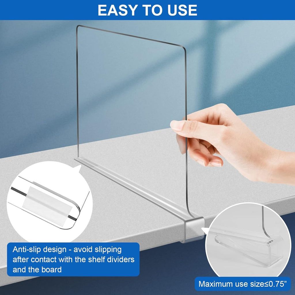 11 Inches [Extra Tall Version] Clear Shelf Dividers for Closet Organization and Storage, 6 Pack Purse Organizer for
