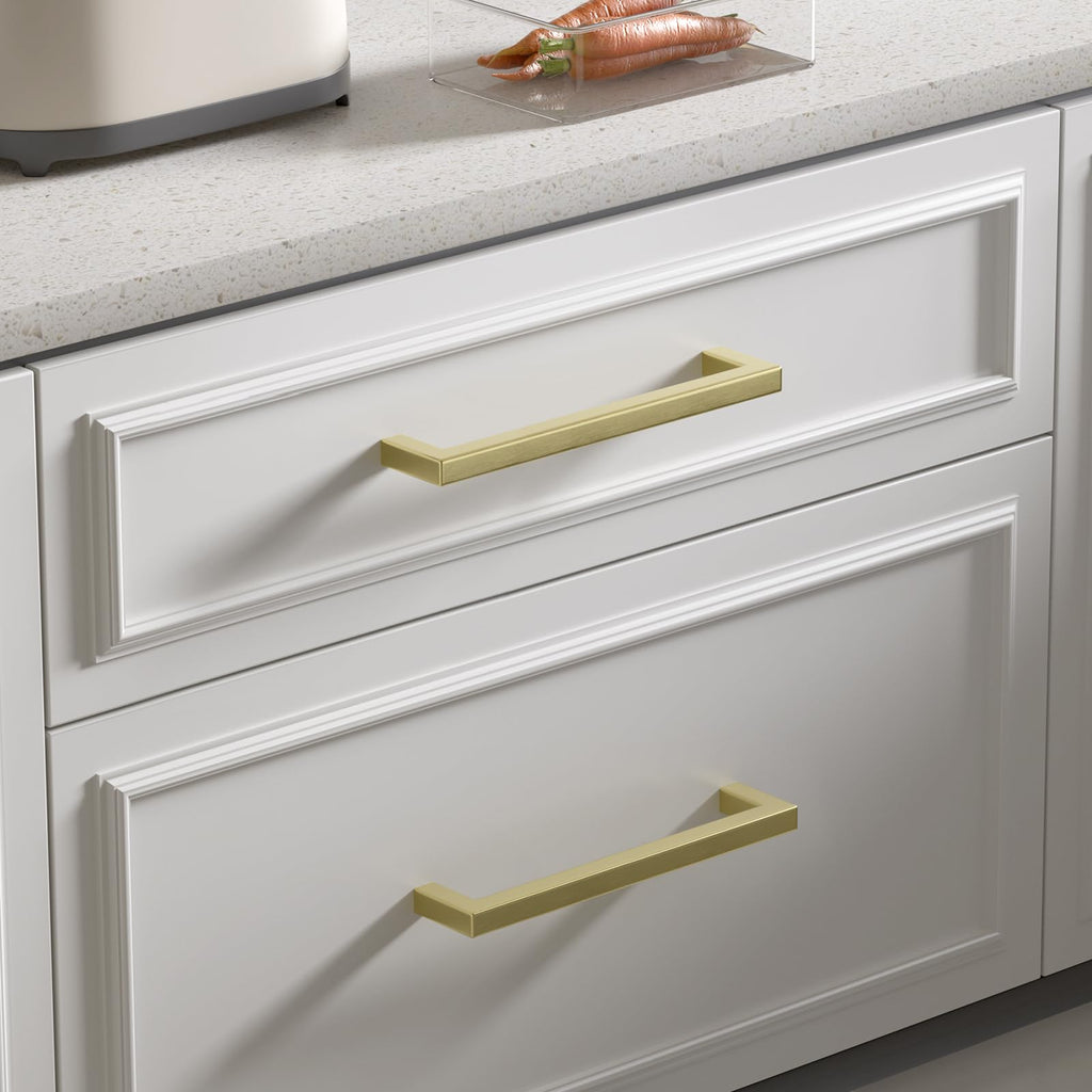 5 Pack 7-9/16" CC Brushed Gold Cabinet Pulls Kitchen Handles