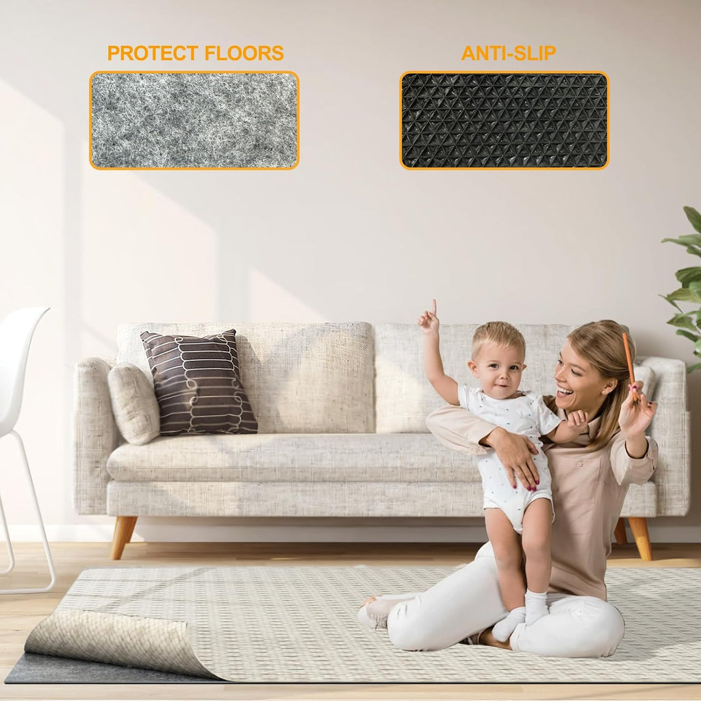 Non Slip Felt Rubber Rug Pad, Thick Felt Rug Pads for Hardwood Floors, Under Area Rugs Protective Cushion Pads - Set of 30