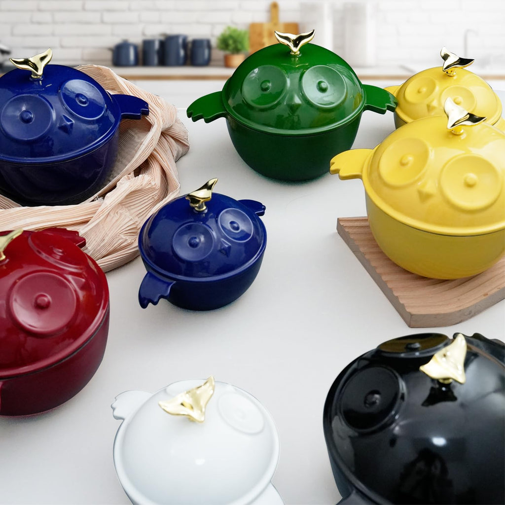 16 OZ Mini Dutch Oven, 0.5 Qt Enameled Cast Iron Cocotte with Lid