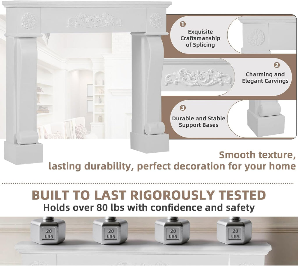 44.5" Modern Surround Freestanding Fireplace Surround, Grade A MDF Wood Surround Mantel with Legs & Decorative