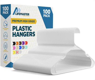 Plastic Clothes Hanger Set - 100 Pieces Versatile, Lightweight, Space-Saving, Non-Slip, Slim Designed, Dry and Wet