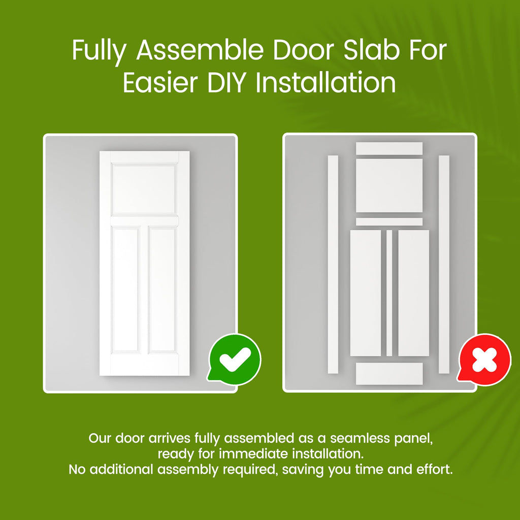 30"x 80" Interior Door Slab, 3-Panel Solid Core Doors White Primed