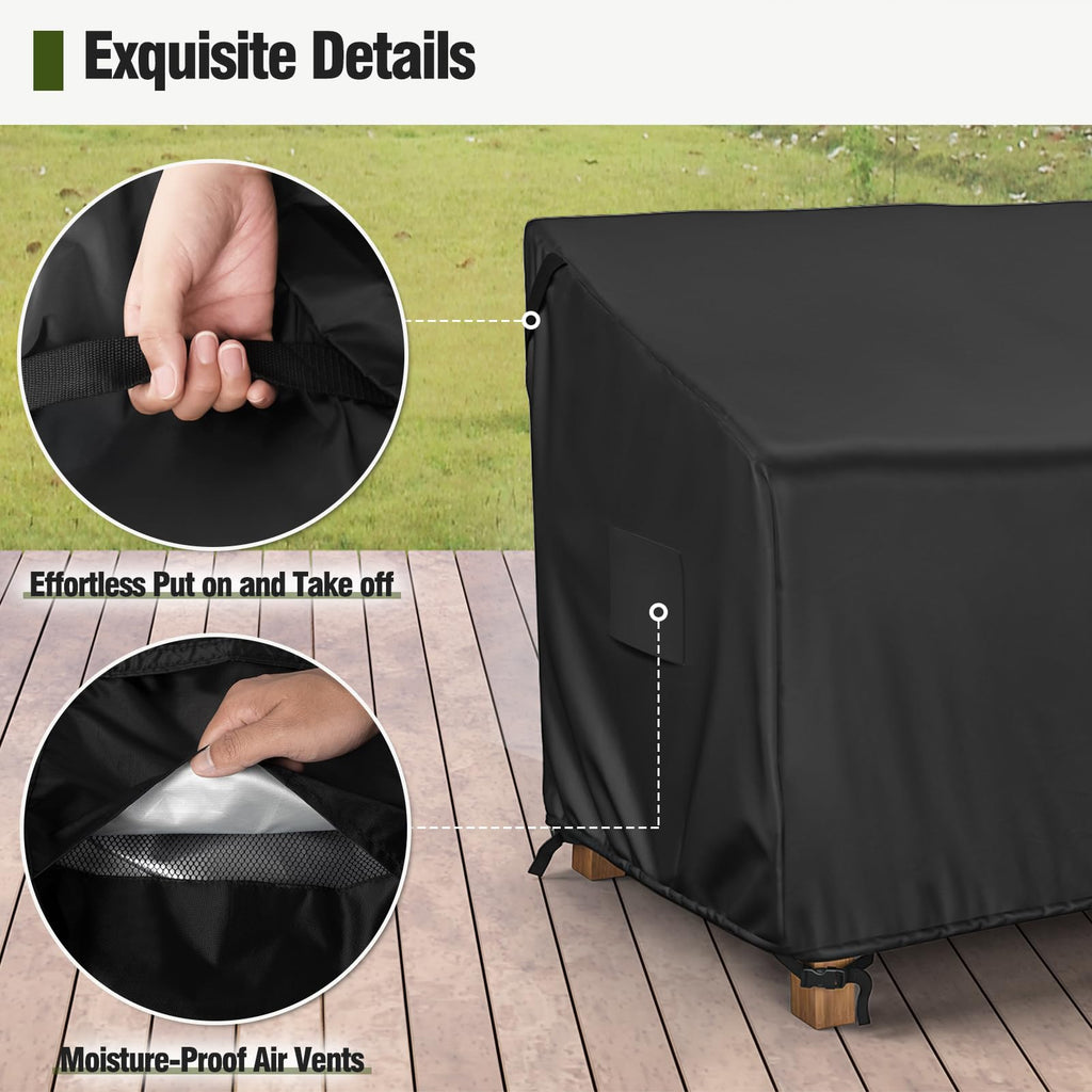 3-Seater Outdoor Couch Cover Waterproof, 80 Inch Patio Furniture Cover for Sofa, Heavy Duty Polyester &