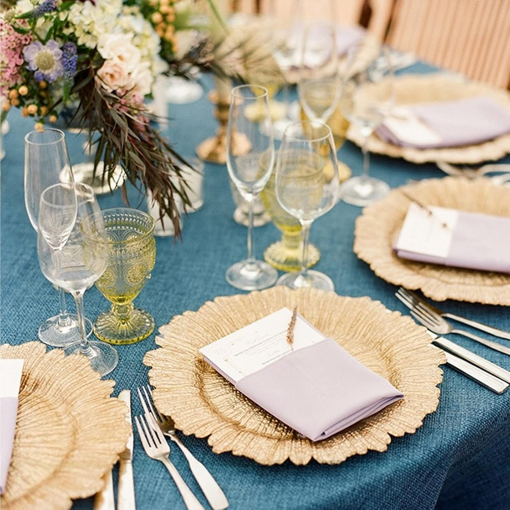 Gold Charger Plates, Round Reef Chargers for Dinner Plate - Set of 12